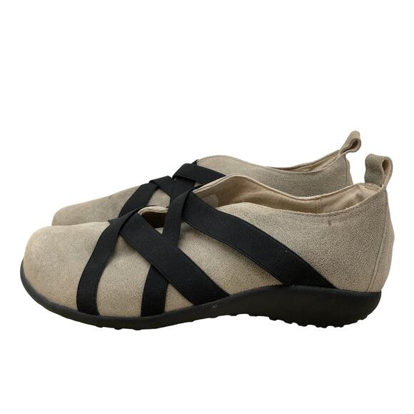 Naot Shoes Womens 9 Taupe Suede Elastic Strap Slip On Comfort Arch Support - Picture 5 of 11